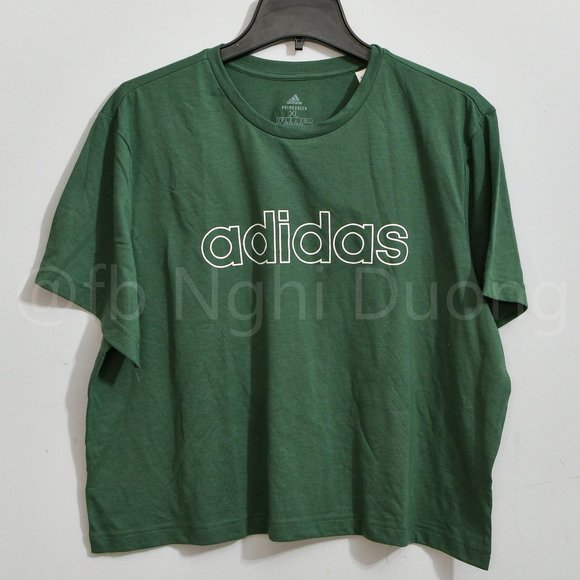 Adidas Ladies' Logo Crop Tee‎ Green - Picture 2 of 4